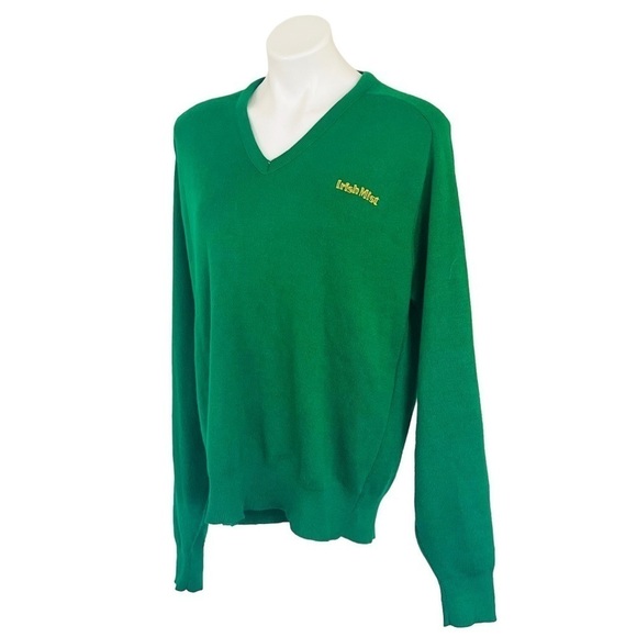 PINE STATE Vintage V-Neck Green Embroidered Irish Mist Sweater Size XL - Picture 2 of 8